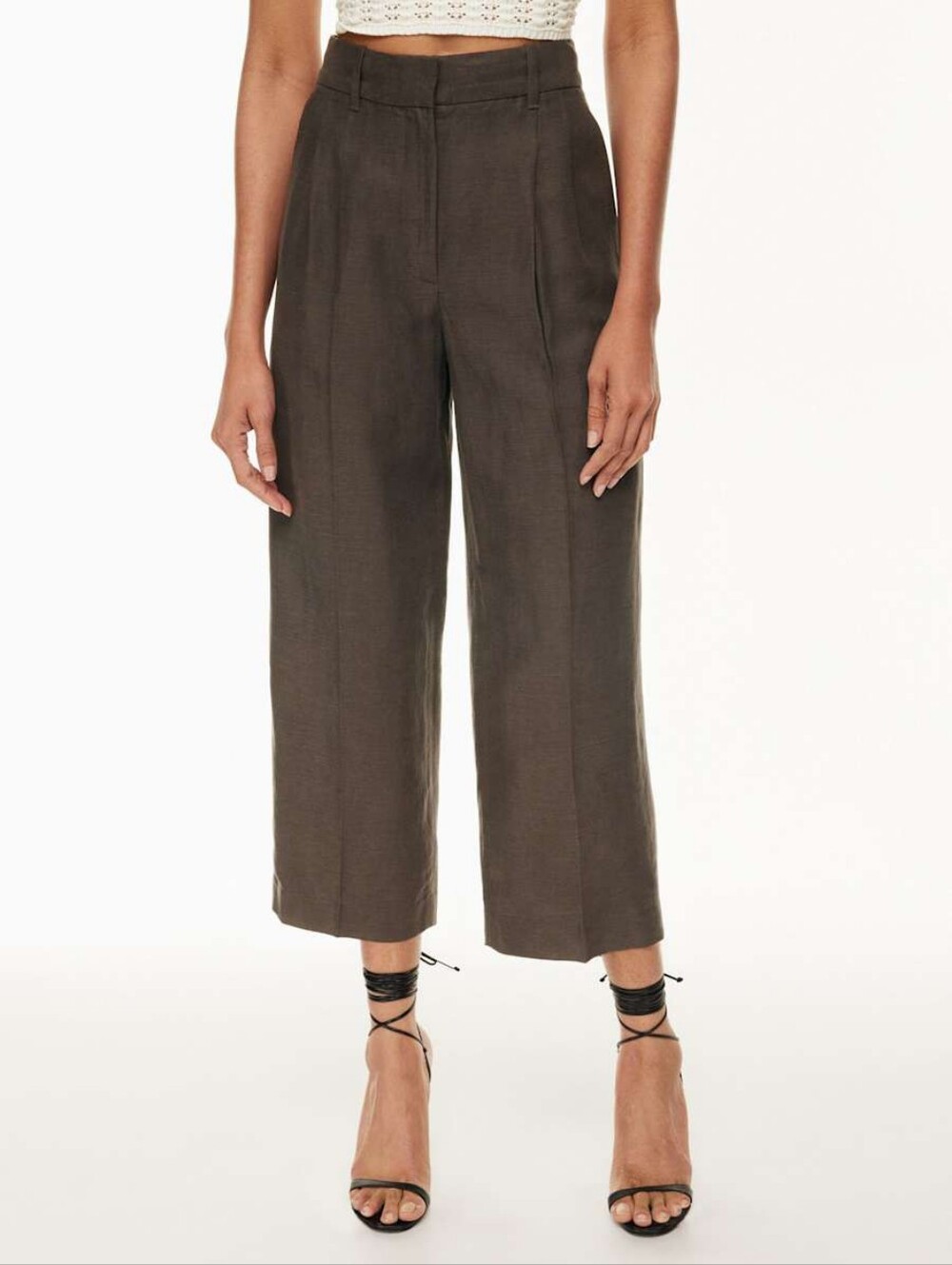 Wilfred The Effortless Pant -  Linen Cropped - Rich Mocha Brown